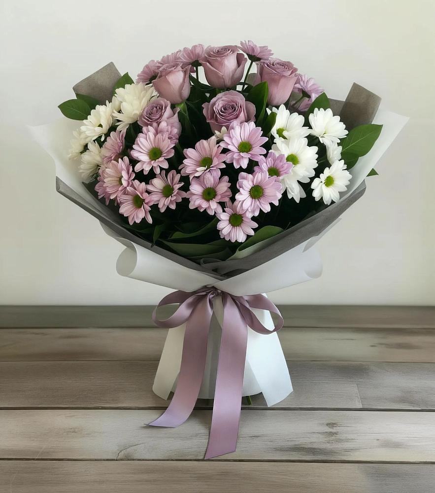 Букет цветов из: Хризантемы и Розы в Келермесской