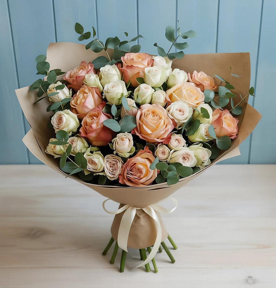 Букет цветов из: Альстромерии и Розы в Келермесской