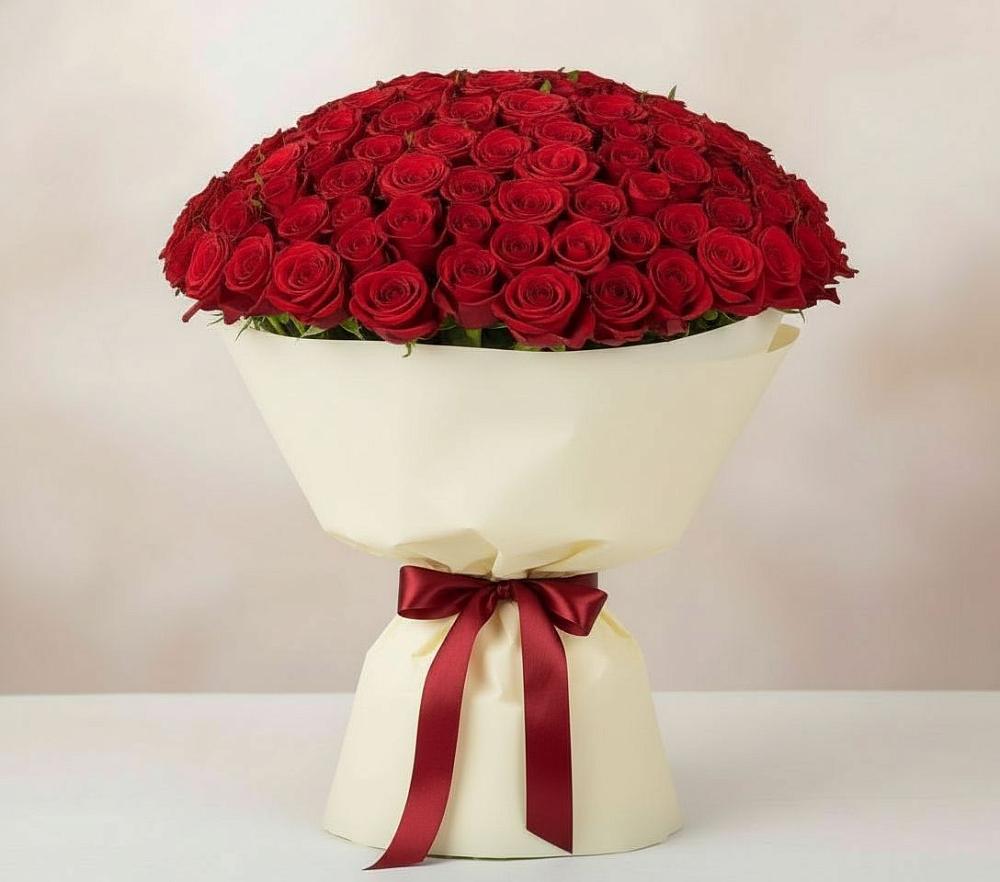 Букет 101 Красная роза Милано в Келермесской