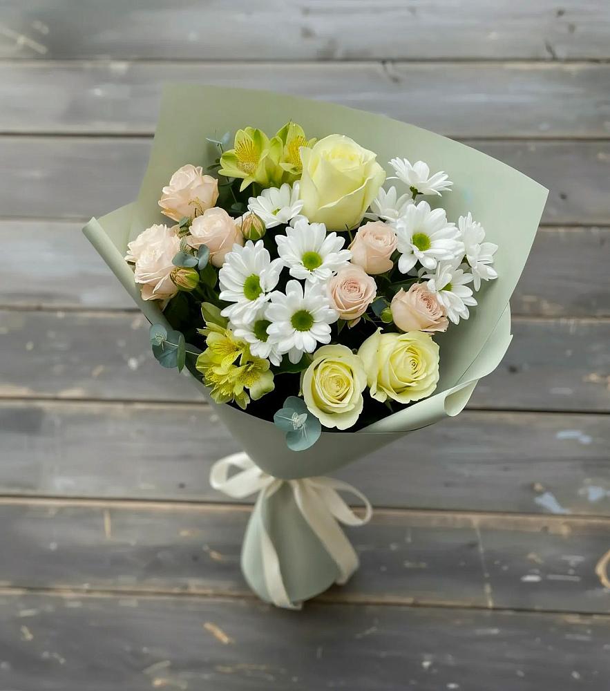Букет цветов из: Альстромерии, Розы и Хризантемы в Келермесской