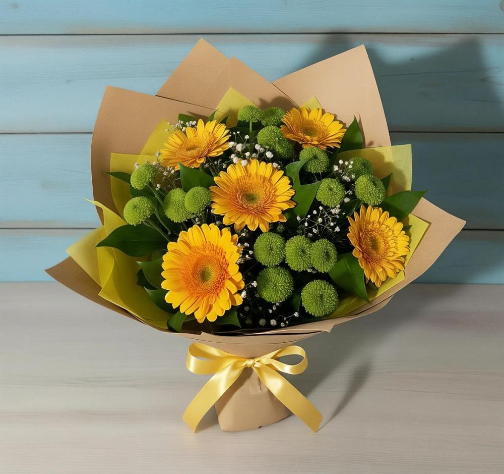 Букет цветов из: Герберы и Хризантемы в Келермесской