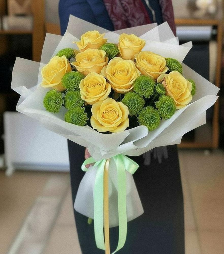 Букет цветов из: Хризантемы и Розы в Келермесской