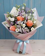 Букет цветов из:  Лизиантусы, Розы, Альстромерии и Гипсофила #REPLACE_PRED# Келермесской