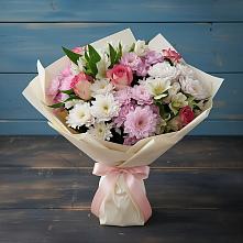 Букет цветов из:  Хризантемы, Альстромерии и Розы в Келермесской