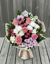 Букет цветов из:  Альстромерии, Гвоздики, Розы и Хризантемы в Келермесской