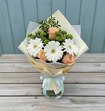 Букет цветов из:  Герберы, Розы и Хризантемы в Келермесской
