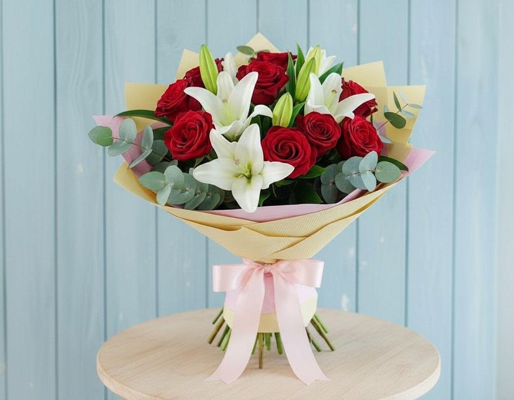 Букет цветов из: Лилии и Розы в Келермесской